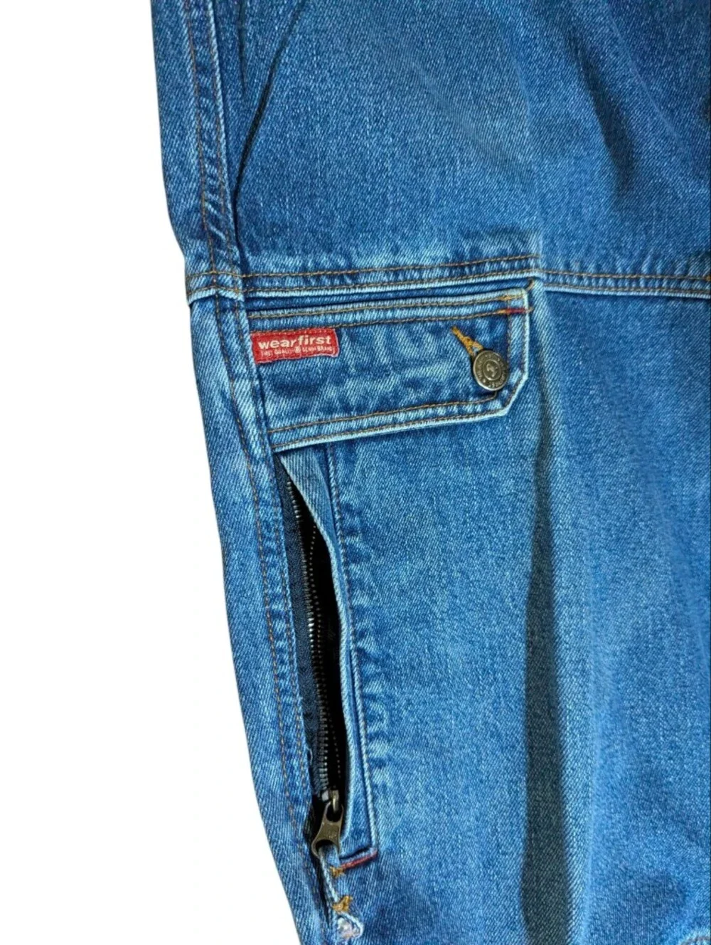 Vtg  Y2K WearFirst Wide Leg Blue Denim Carpenter Denim Jeans W30 L30